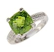 14k White Gold Diamond Peridot Ring