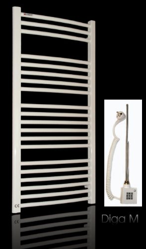  Elektro - Badheizkörper 1074h x 500b weiss gebogen 562 Wattinkl. Heizpatrone KTX-2-600 (600 Watt) und BefüllungHeizkörper wird montagefertig geliefert