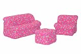Product details for Children's Mini Mushroom 3Pc Set With Pink Flower Pattern By Elite Furniture