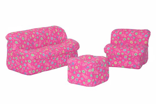 Kitchen: Children's Mini Mushroom 3Pc Set With Pink Flower Pattern By Elite Furniture