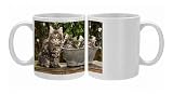 Norweigan Forest Cat - three in metal planter with flowers Photo Mugs