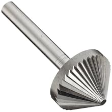 PFERD 90 Degree Cone Carbide Bur, Uncoated (Bright) Finish, Single Cut, Point End, 1/8" Shank, 1/8" Head Diameter, 1/16" Head Length (SK-42)