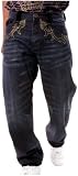 Coogi Young Men's Face Pattern Denim Jean