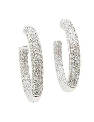 Women 14k White Gold 0.7ctw diamond Hoop earring 7 25179 Size 4.72