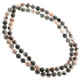 Beautiful Genuine Pink Zebra Jasper Necklace - Knotted - 8mm Beads - 32 Inch Length