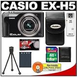 Casio Exilim EX-H5 12.1 Megapixels Digital Camera (Black) with 8GB Card + Case + Battery + Accessory Kit