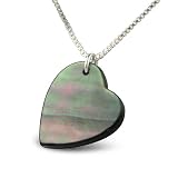 Black Mother-of-Pearl Heart Pendant on a Sterling Silver Box Chain