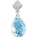 14Kt White Gold Swiss Blue Topaz and Diamond Pendant