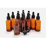 12 New, High Quality, 1 oz Amber Glass Bottles, with Glass Eye Droppers