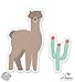 Cute Alpaca and Cactus Set - 3