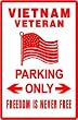 VIETNAM VETERAN PARKING sign st nam vet