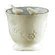 Grasslands Road Melody Bird Embellished Planter Pot, White and Light Blue