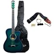 Austin Bazaar 38 Inch Green Cutaway Acoustic Guitar with Gig Bag and Accessories