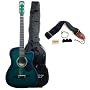 Austin Bazaar 38 Inch Green Cutaway Acoustic Guitar with Gig Bag and Accessories
