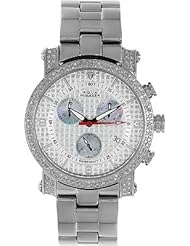 Aqua Master Mens or Womens Round Diamond Watch with Two Row Diamond Bezel, 1.75 ctw white