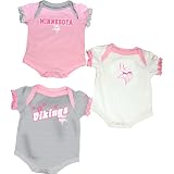 Reebok Minnesota Vikings Infant 3-Piece Creeper Set - Pink 3-6 Months