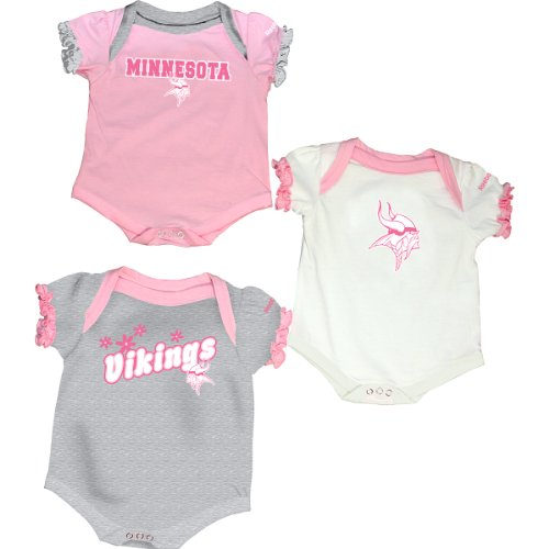 Reebok Minnesota Vikings Infant 3-Piece Creeper Set - Pink 6-9 Months