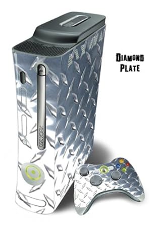 Xbox 360 Skin - System Console Skin and two Xbox 360 Controller Skins - Diamond Plate