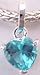 Silver Plated Charm Dangle Fits Pandora Heart Shape with Capri Blue Stone