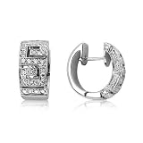 14k White Gold Greek Key Design Earrings (0.85 ct.tw. )