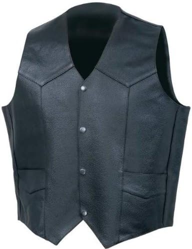 Mens Solid Genuine Cowhide Leather Vest- 3Xl