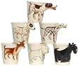 Ceramic Pottery Dog Mugs 3.75"H 10oz Set of Six