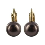 Chocolate Simulated Pearl Stud Clip On Earrings (8mm)