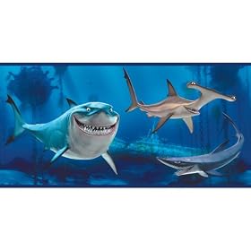 Imperial Disney Home DF059231B Finding Nemo Shark Border, Blue, 10.25-Inch Wide