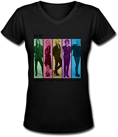 Jiaso Women's R5 Family Rock Band V-Neck Cotton T-shirt Medium