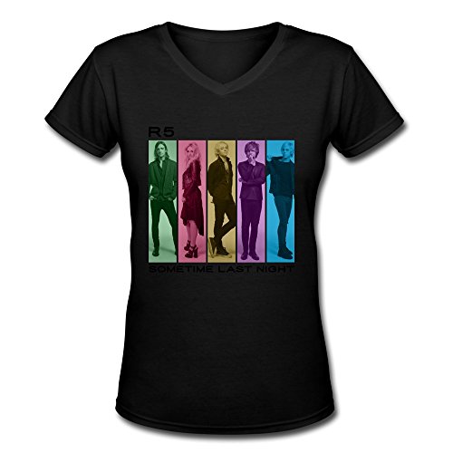 Jiaso Women's R5 Family Rock Band V-Neck Cotton T-shirt Medium
