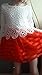 WEONEDREAM Baby Girls' Party Dress with Long Sleeves Striped Crochet Flower Patchwork 5T (130, White red)