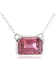 10k White Gold Horizontal Rectangle Pendant Necklace, 18"