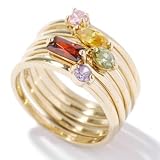 Sterling Silver / Gold Plated or Rhodium Colored Cubic Zirconia Stack Ring