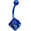 Blue Electro Titanium Flower Bloom Belly Ring