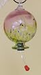 Mauve and Yellow Hand-Blown Glass Hummingbird Feeder