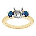 18k Yellow Gold Setting with Sapphire Accents and Platinum Prong Head