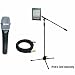 Pyle Mic and Stand Package - PDMIK5 Dynamic Cardioid Microphone - PMKSPAD1 Multimedia Microphone Stand With Adapter for iPad 2 (Adjustable for Compatibility w/iPad 1) - PPMCL30 30ft. Symmetric Microphone Cable XLR Female to XLR Male