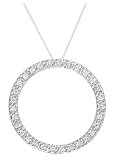 14k White Gold Diamond Open Circle Pendant (1/3 cttw, H-I Color, I1 Clarity)
