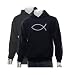 Men's GREY Fish Hoodie Large - Created using all the names of Jesus throughout the Bible