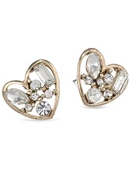 Betsey Johnson "Iconic Baguette" Crystal Heart Stud Earrings