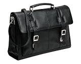 Falcon, BD-6546L, Flapover Leather Briefcase, Black