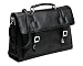 Falcon, BD-6546L, Flapover Leather Briefcase, Black