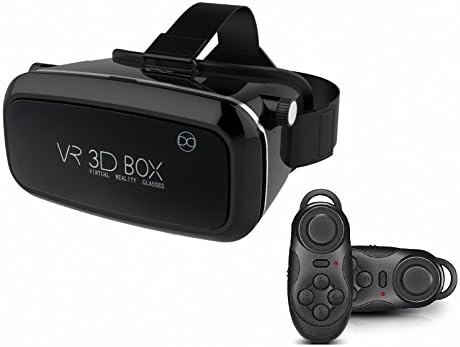 Comtelek 3D VR Virtual Reality Glasses Headset , Private cinema，Suitable for Google, iPhone, Samsung Note, LG, Huawei, HTC, Moto screen smartphone (VR 4.0+Mini Remote Controller)