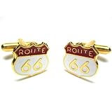 Route 66 Highway Sign Gold Cufflinks