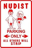 NUDIST PARKING sign * adam & eve SO CUTE