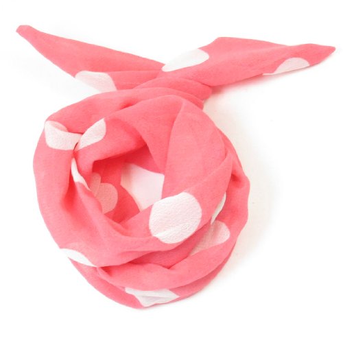 Ladies White Dotted Pattern Rose Pink Chiffon Covered Flexible Head Band