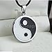 sweettown Hotter Sale Yin Ying Yang Pendant Black White Necklace Charm with Black Leather Cord