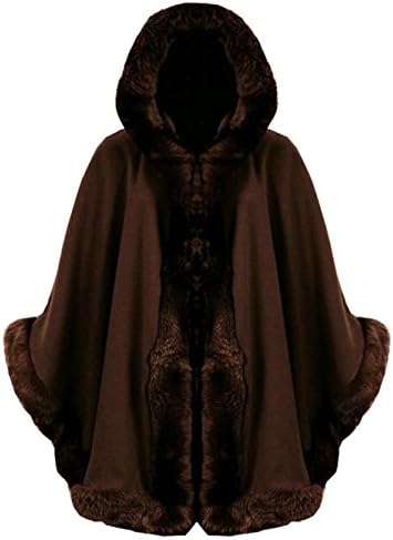 Style Fashion-womens Cape Poncho Celebrity Faux Fur Lined Trimmed