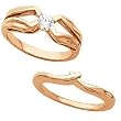 14K Rose Gold Diamond Solitaire Wedding Set - 0.25 Ct.