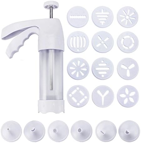 Great Polly Cookie Press Cookie Gun Set with 12 Cookie Disk &amp; 6 Icing Tips, Make Creative and Better Formed Cookies